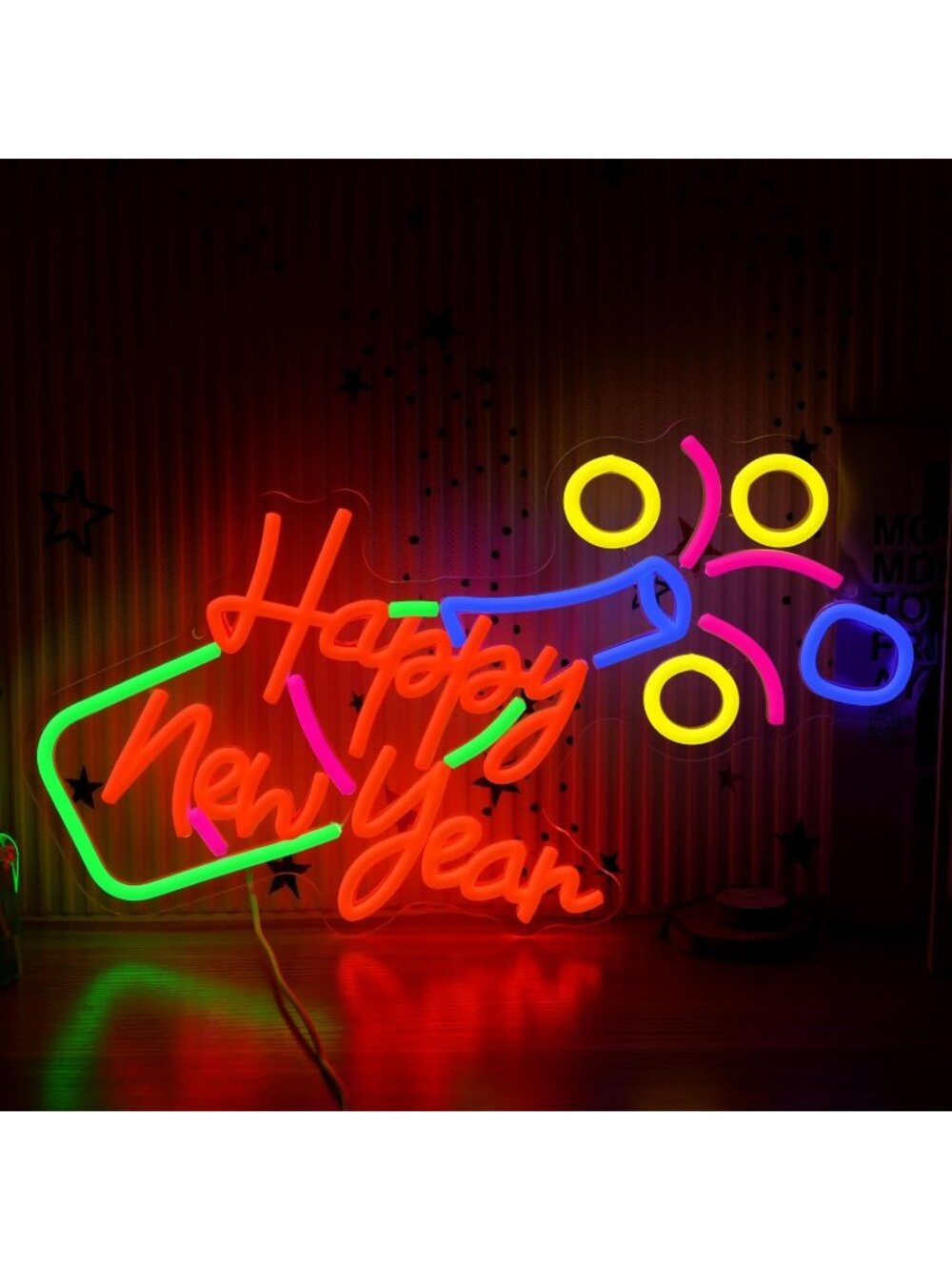 Happy New Year Neon Sign Red Yellow White Dimmable Led Happy New Year Neon Sign